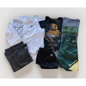 Lot Of 6 Athletic Jacket, T Shirts & Shorts, Boys M (10-12) Adidas, Gap and More
